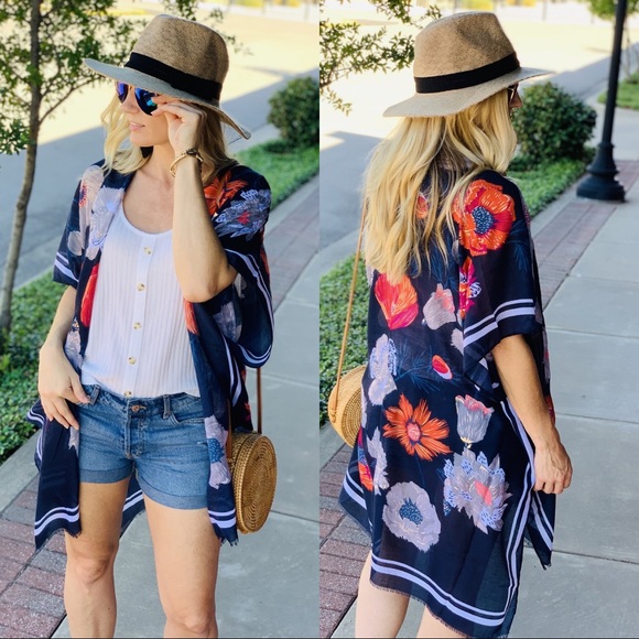 INFLUENCED BY FLORALS KIMONO-NAVY - Picture 2 of 6